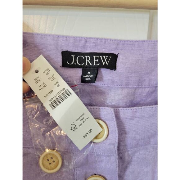 J. Crew Squareneck button-up top in linen, Purple M NWT $98 - Picture 6 of 10